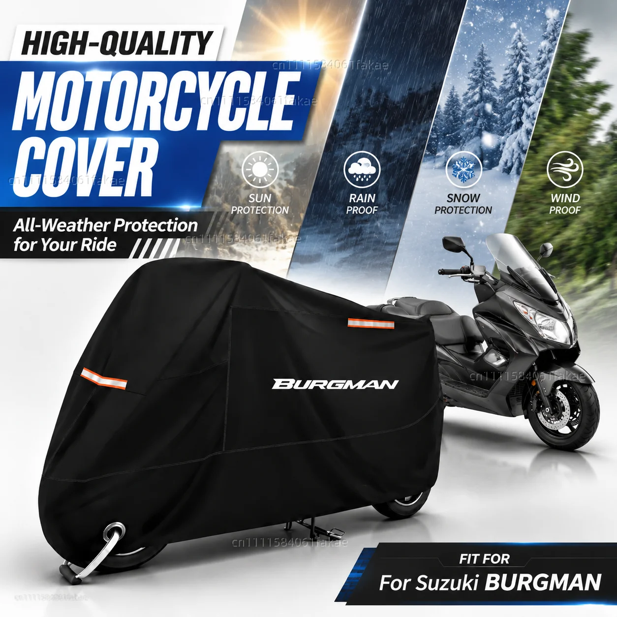 Motorcycle Cover Waterproof Outdoor All Season Dustproof UV Protective Moto Scooter Rain Cover For BURGMAN AN125 AN250 AN400 AN