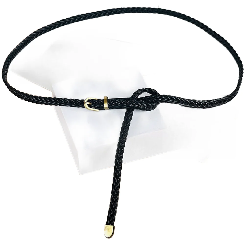 For Casual Daily Wear No Hole Belt Design Womens Braided Belt Durable Pu Leather Material for Soft And Flexible Feel