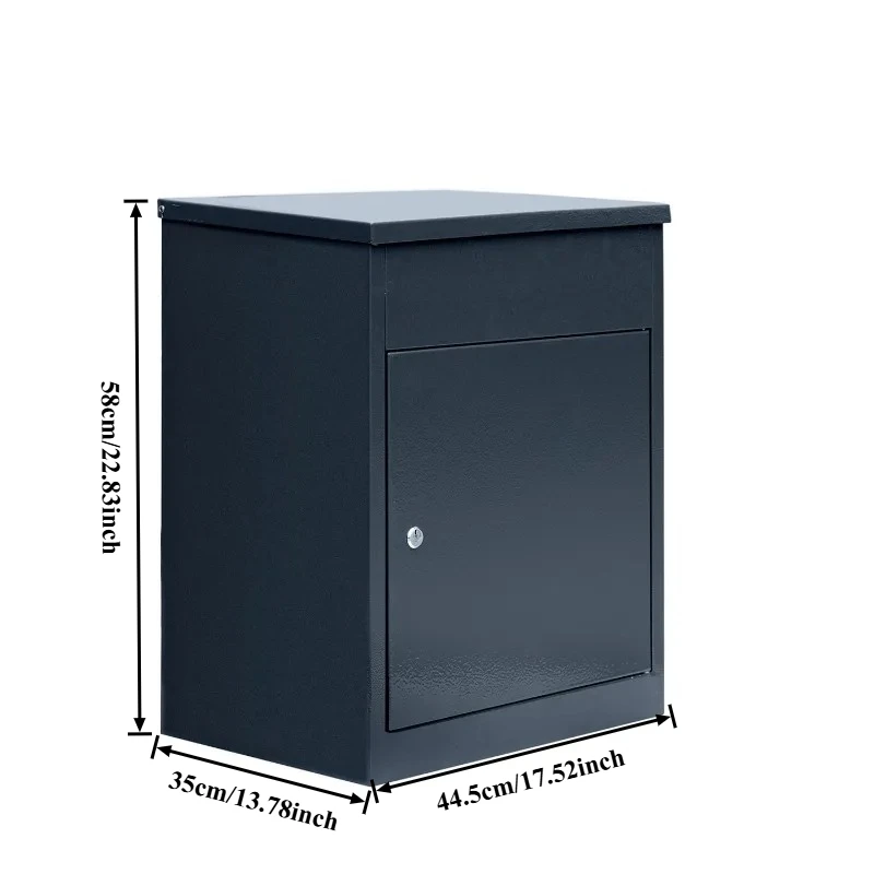 Dark Gray Waterproof Parcel Mailbox Large Houseuse Doorway Parcel Receiving Locker Keyless Anti-theft Security Metal Parcel Box