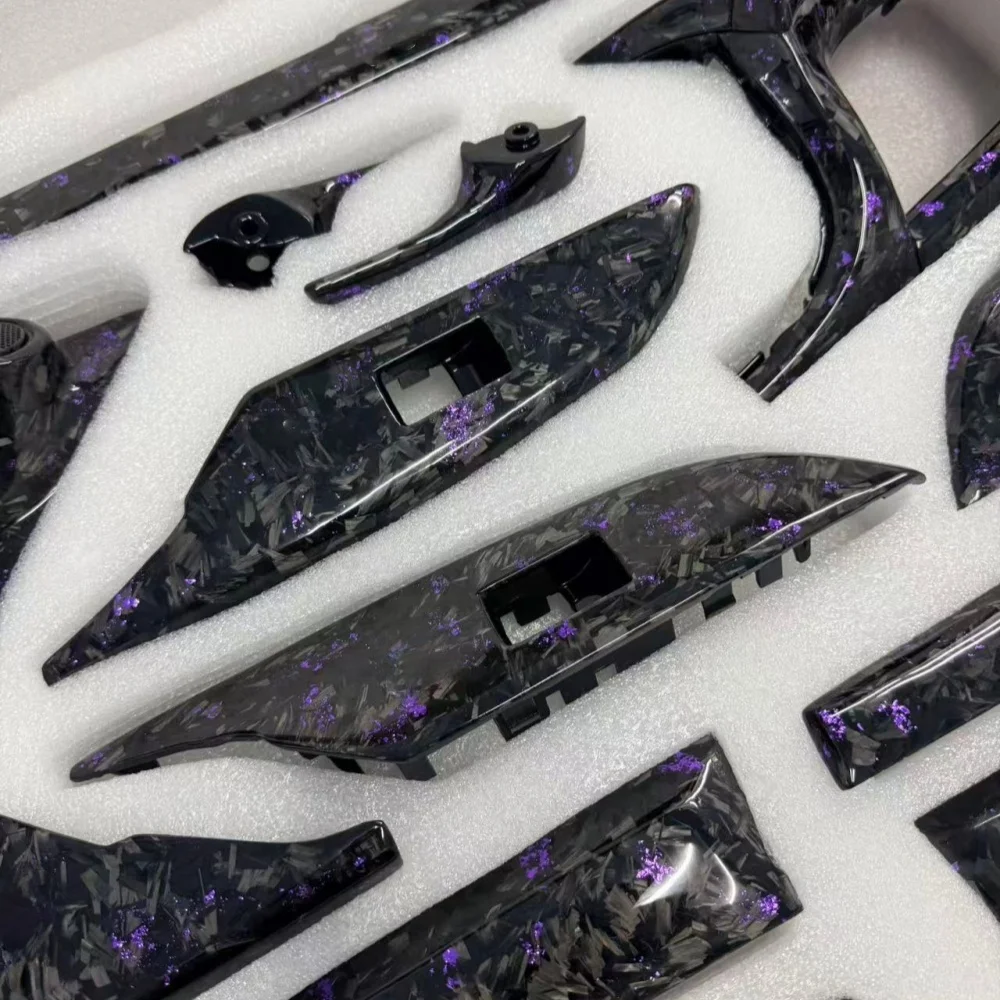 Suitable for  Hilux Interior Carbon Fiber Door Panel Customization Automotive Forging Carbon Ribbon purple Foil Decoration