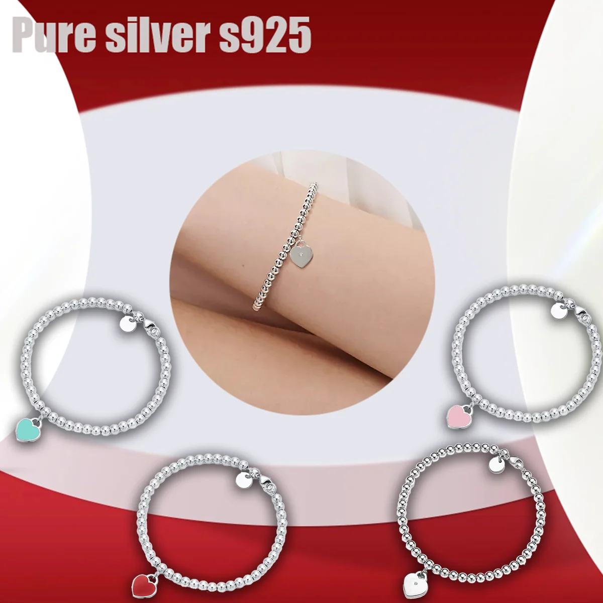 

Pure silver s925 bracelet Popular, personalized, unique design, sweet and romantic heart-shaped bracelet
