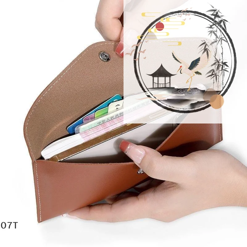 Unisex Classic Long Leather Wallet Snap Button Envelope Pouch Durable Cash Storage Bag for Business Trips