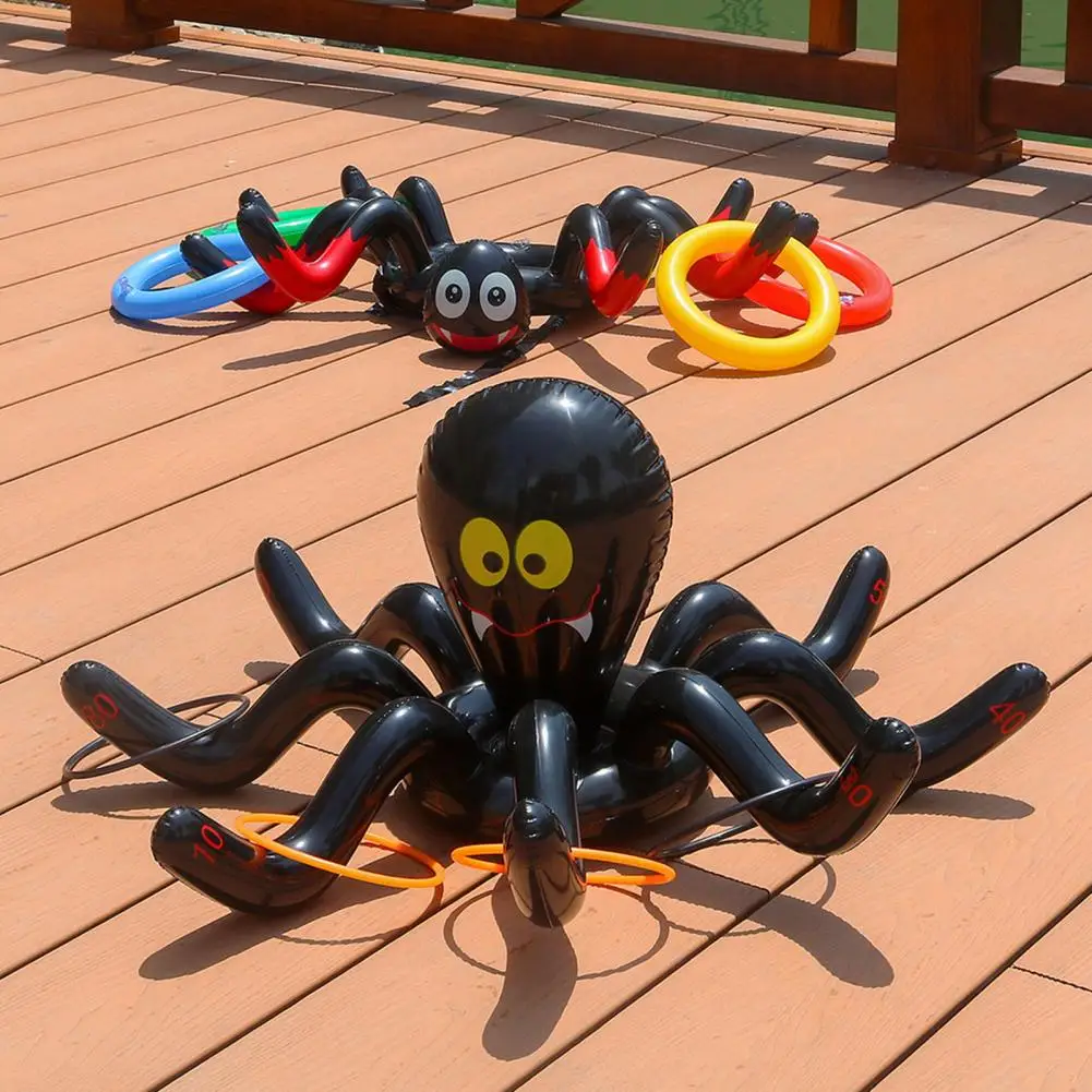 

Fade-resistant Ring Toss Set Interactive Inflatable Spider Ring Toss Game Fun Halloween Toy for Kids Adults for Family Parties