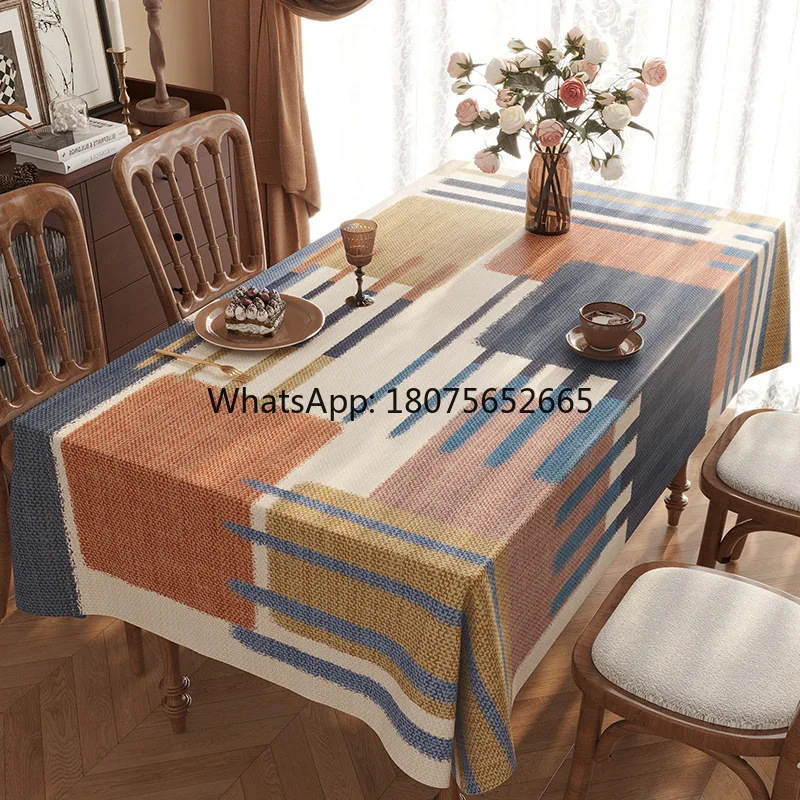 Waterproof and oil-proof no-wash retroaccessible luxury rectangular tablecloth