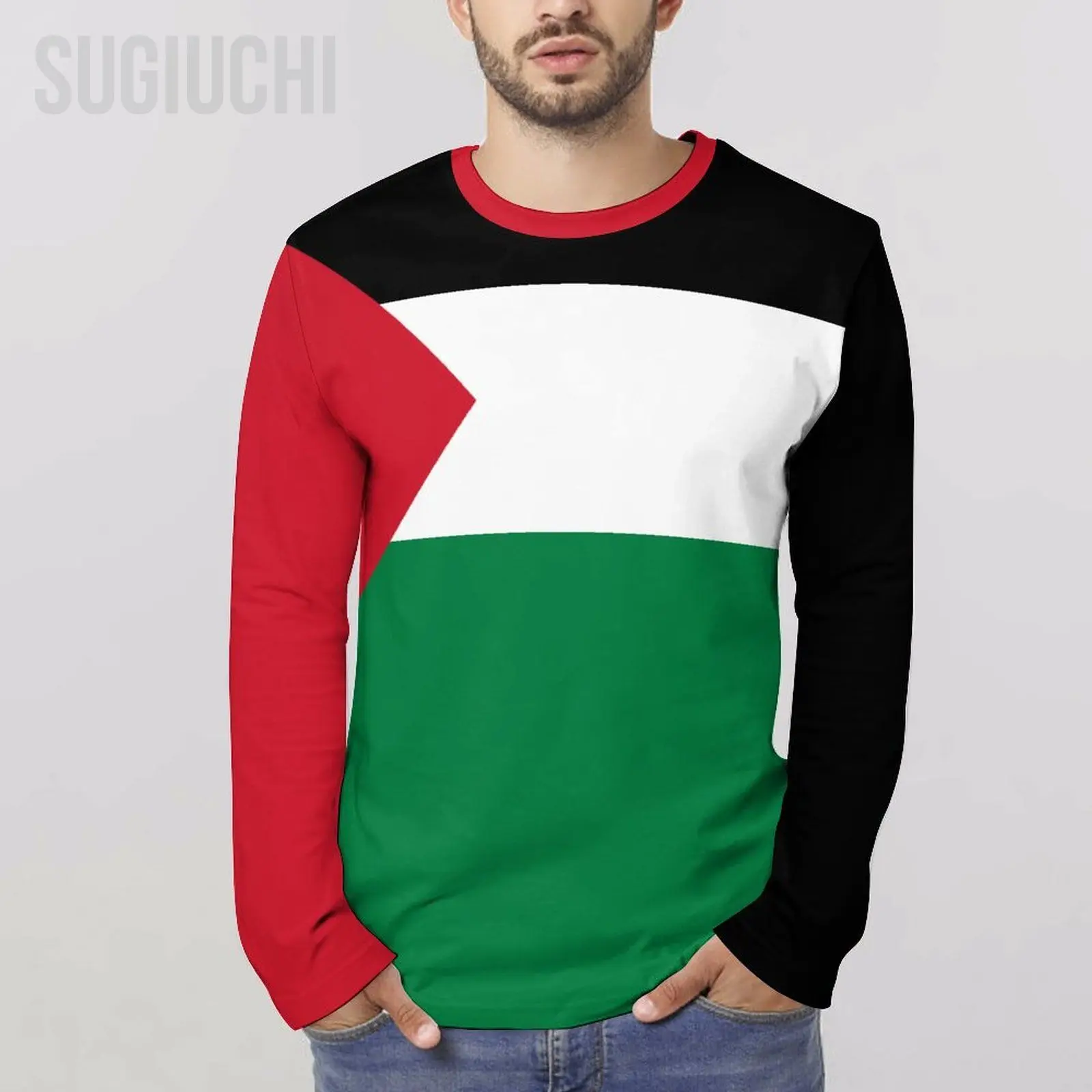 Unisex Men  Long T-Shirt Palestine Flag Palestinian 3D Print Man Tshirt Fashion Clothing Tracksuits Long Sleeves