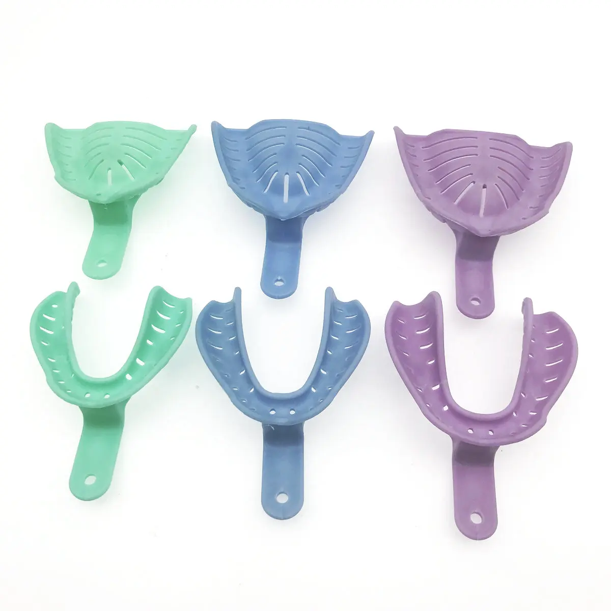 6Pcs Colorful Dental Impression Trays Plastic Materials Teeth Holder Dental Lab Tray