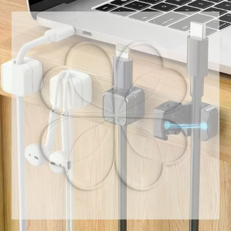 Magnetic Cable Clip Cable Holder Adhesive Wire Keeper Cord Cable Organizer For Home Office Under Desk Management