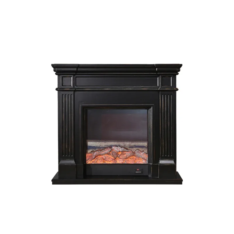 Solid wood bronze imitation fire fireplace heating imitation stone color household European electric fireplace