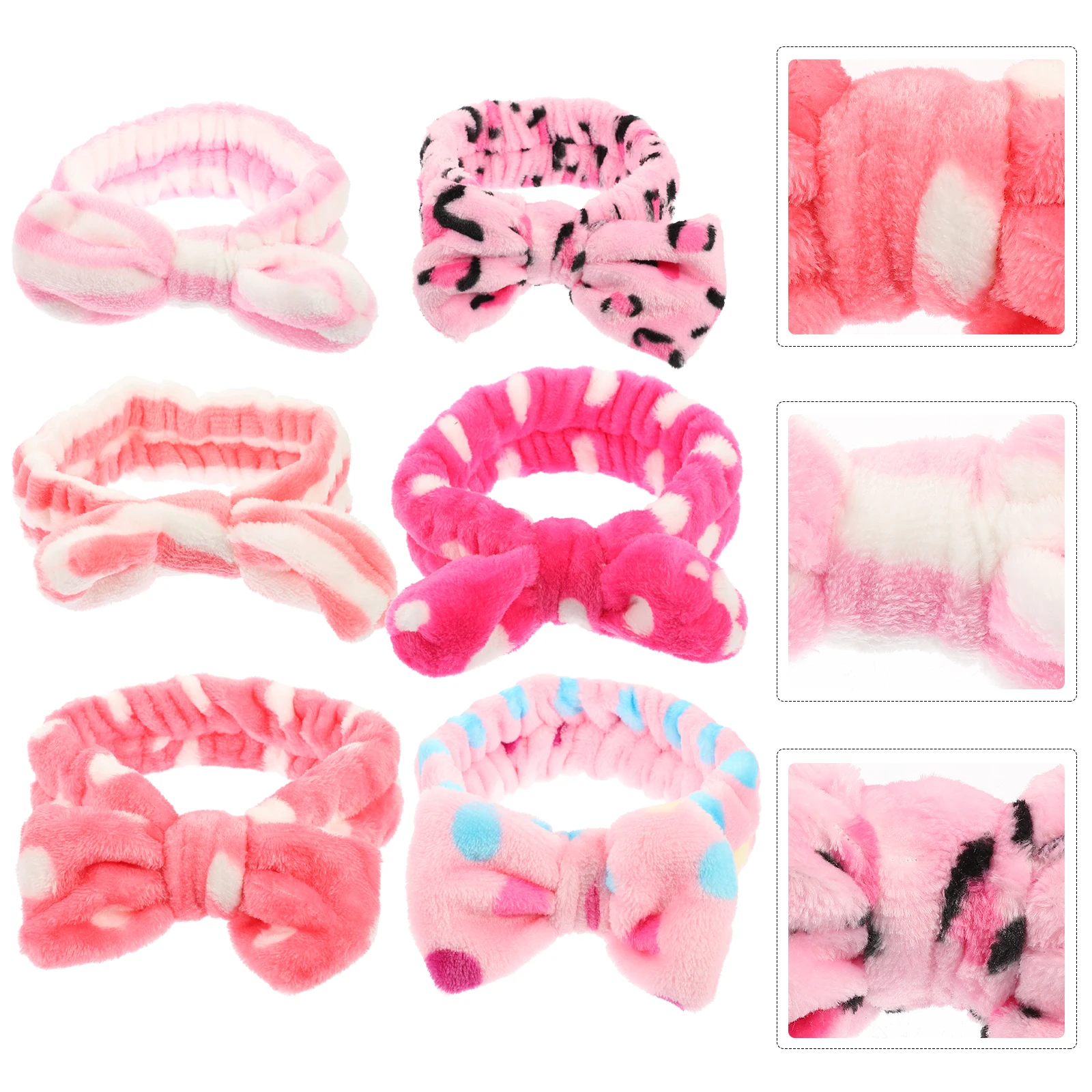 

6pcs Skincare Headbands Face Washing Hair Bands Coral Fleece Makeup Headband For Women Spa Bath Shower Hairband Double Layer