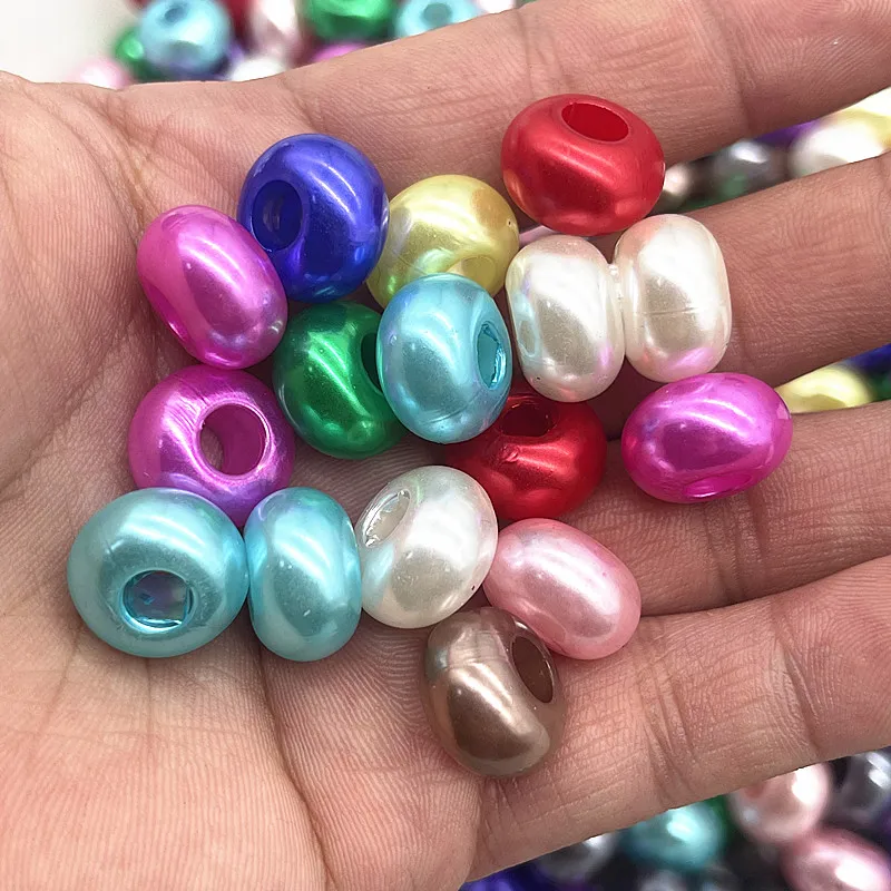 New 20pcs/lot 14mm Mix Colour Big Hole Acrylic Beads Spacer Loose Beads for Jewelry Making DIY Handmade Accessories