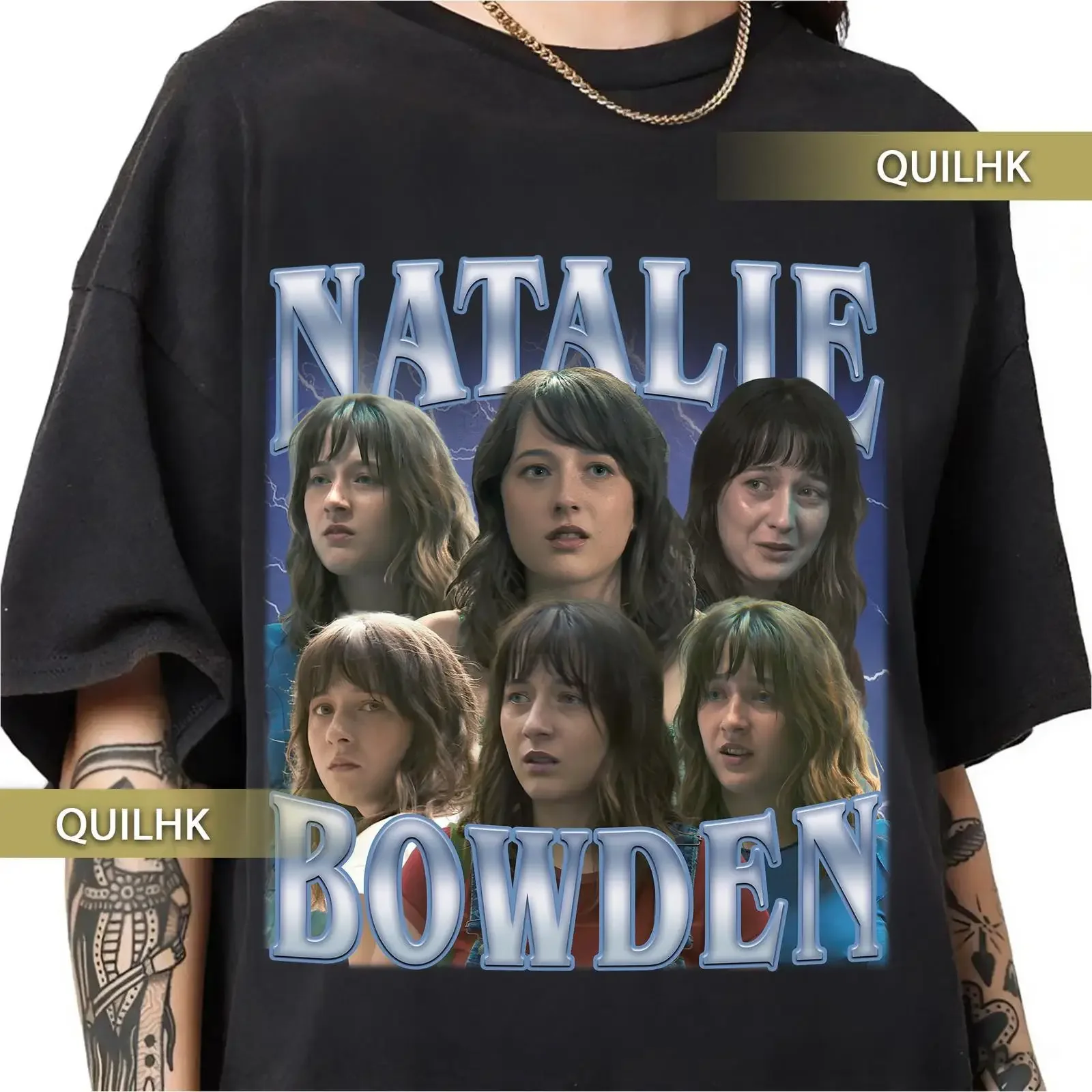 Lily Collias as Natalie Bowden retro 90s style vintage rap tee shirt vintage Washed Comfortable streetwear Unisex Breathable