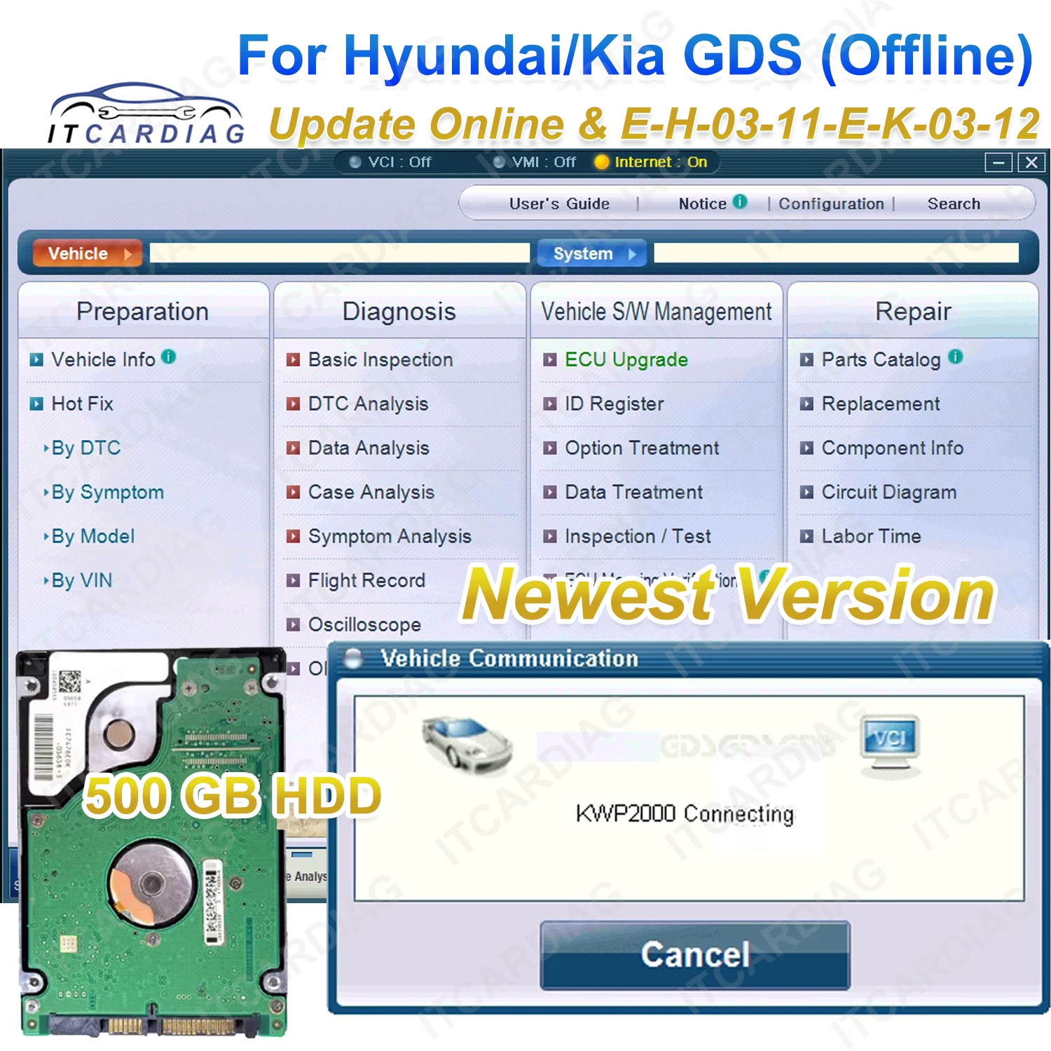 

Last Version for Hyundai/Kia GDS (offline) Europe Version Update Online GDS VCI Diagnostic System Read & Clear Codes