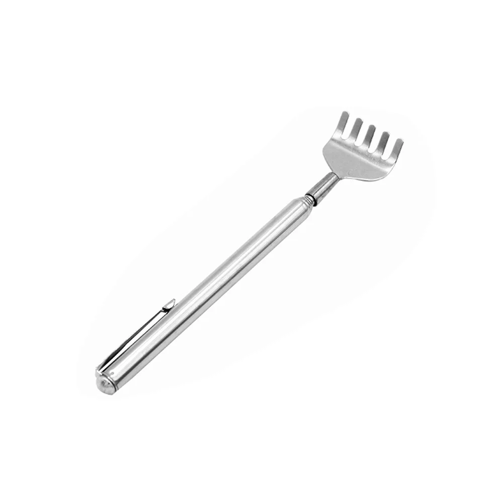 Esticador traseiro extensível, 18cm-53cm, portátil, aço inoxidável, telescópico, alívio de coceira, antiferrugem, metal, massageador, capa de caneta