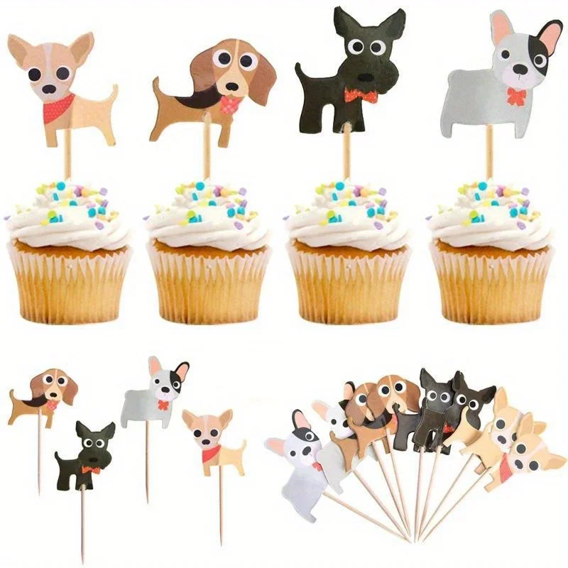 

24Pcs Jungle Safari Cake Picks Animal Dogs Cupcake Toppers for Baby Shower 1st Birthday Party Baking Dessert Decoration Supplies