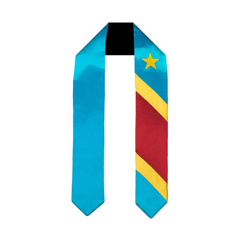 Dem Rep of the Congo Flag Graduation Sash Customized High-quality Satin Fabric Ceremony Graduation Stole