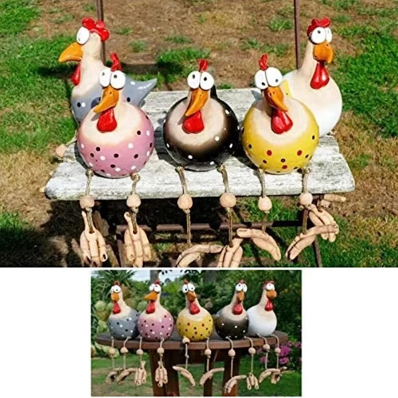 Outdoor Yard Art Plug Hen Rooster Chicken Garden Ornaments Decoration Ornaments Hens Statues Edge Seater Indoor Backyard Decor