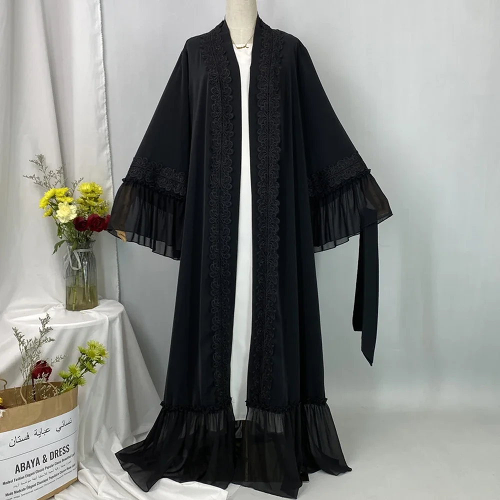 

Eid Kebaya Jalabiya Muslim Women Open Abaya Ramadan Dress Kimono Cardigan Islam Arab Robe Dubai Turkey Kaftan Longue Musulmane