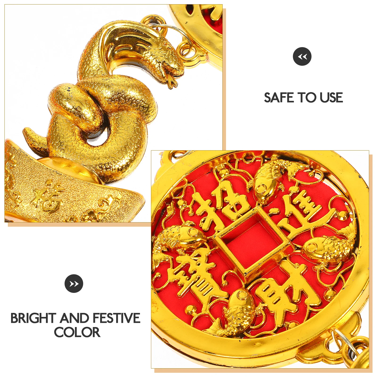 

6 Pcs Chinese New Year Decor Lucky Pendant Spring Festival Hanging Ornaments Red Fish Coin Lantern Snake Tassel Home Office