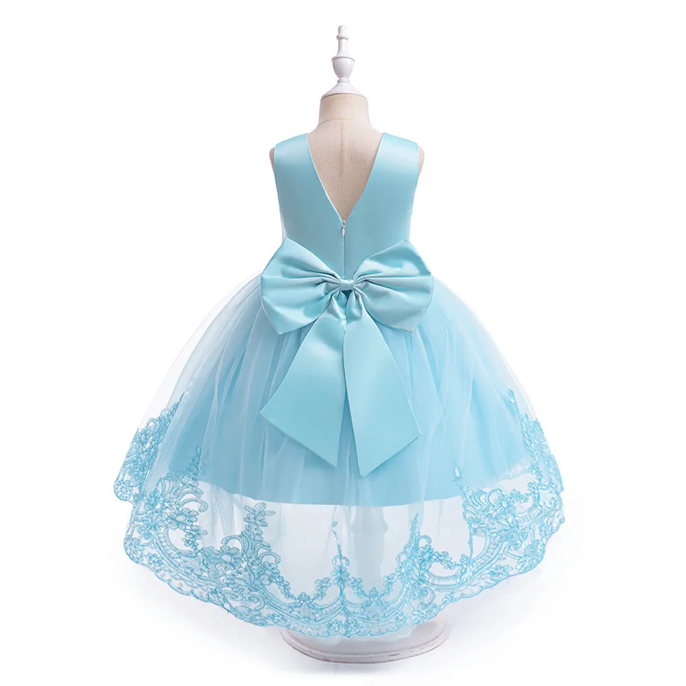 3-8 Years V Backless Little Girls Lace Appliqued Birthday Party Graduation Ceremony Formal Easter Dress