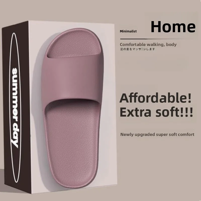

Men's Summer Indoor Home Bathroom Anti-slip EVA Soft Bottom No Odor Foot Outdoor Slippers Simple Style Artificial Leather