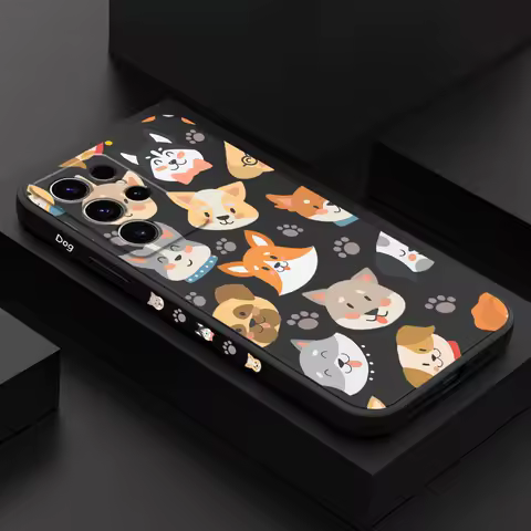 Round Dogs Phone Case For Samsung Galaxy S25 S24 S23 S22 S21 S20 S10 Ultra Plus FE Note 20 Ultra 10 9 Plus Cover