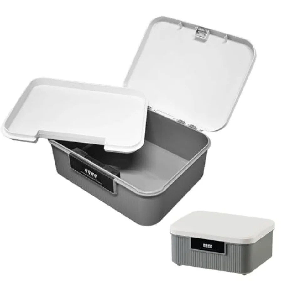 Combination Lockable Storage Box 4.2 Gallon Heavy-Duty Plastic Storage Container Bin for Office Home Dorm Organizer for Documen
