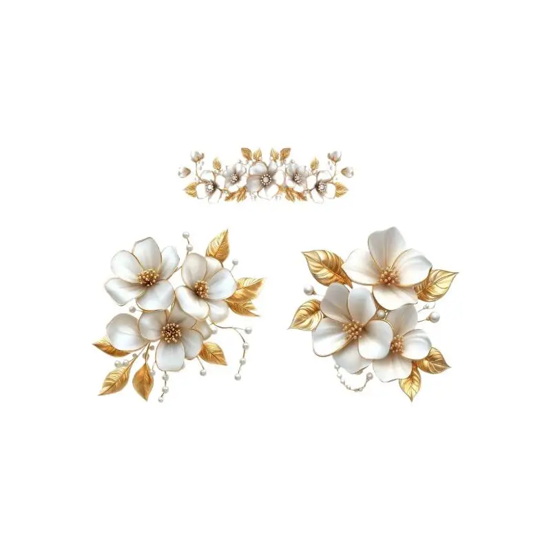 Keine Kleberückstände, Goldperlen-Blumen-Toilettenaufkleber, wasserdicht, selbstklebend, luxuriöser Aufkleber für die Badezimmerrenovierung – Detail 7