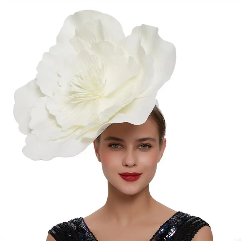 

P88B Flower Fascinator Hat Large Flower Hats For Women Large Flower Headband Costume Headpiece Flower Fascinator Headband