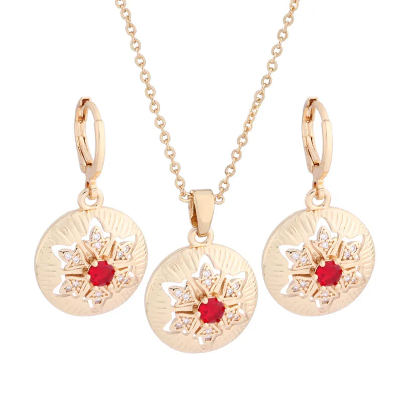 Hot Gold Color Jewelry Sets For Women Luxury Round Necklaces And Earrings Fashion Natural Zircon Vintage Earring Daily Jewelry image 6