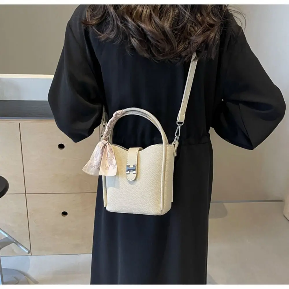 Fashion Solid Color Underarm Shoudler Bags with Ribbon PU Satchel Hobo Bag Letter Crossbody Bags for Women