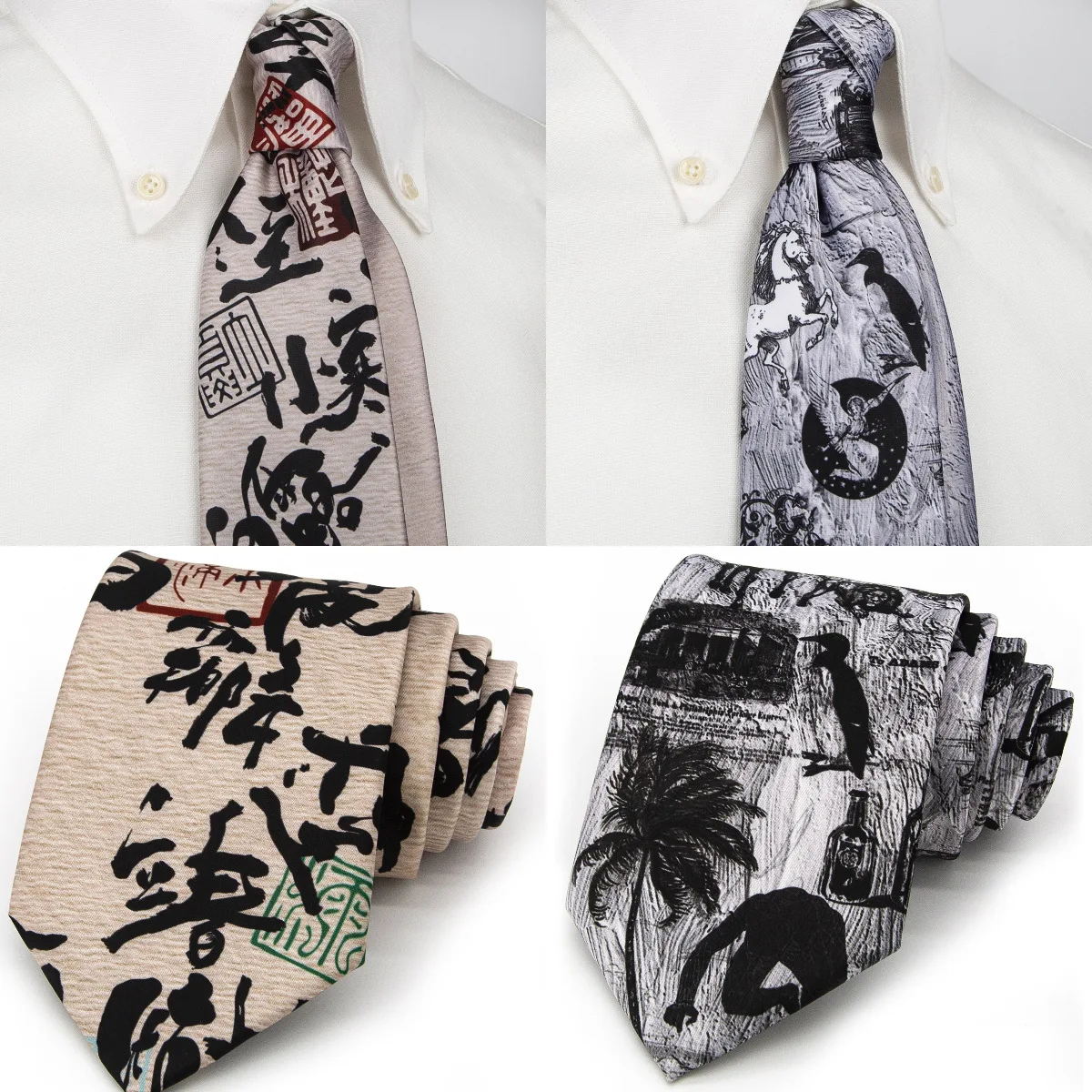 Marke Neue Kreative Charakter Gedruckt Krawatten Herren Vintage Katze Wein Flasche Ölgemälde Krawatten Casual Weiche Täglichen Krawatte Geschenk