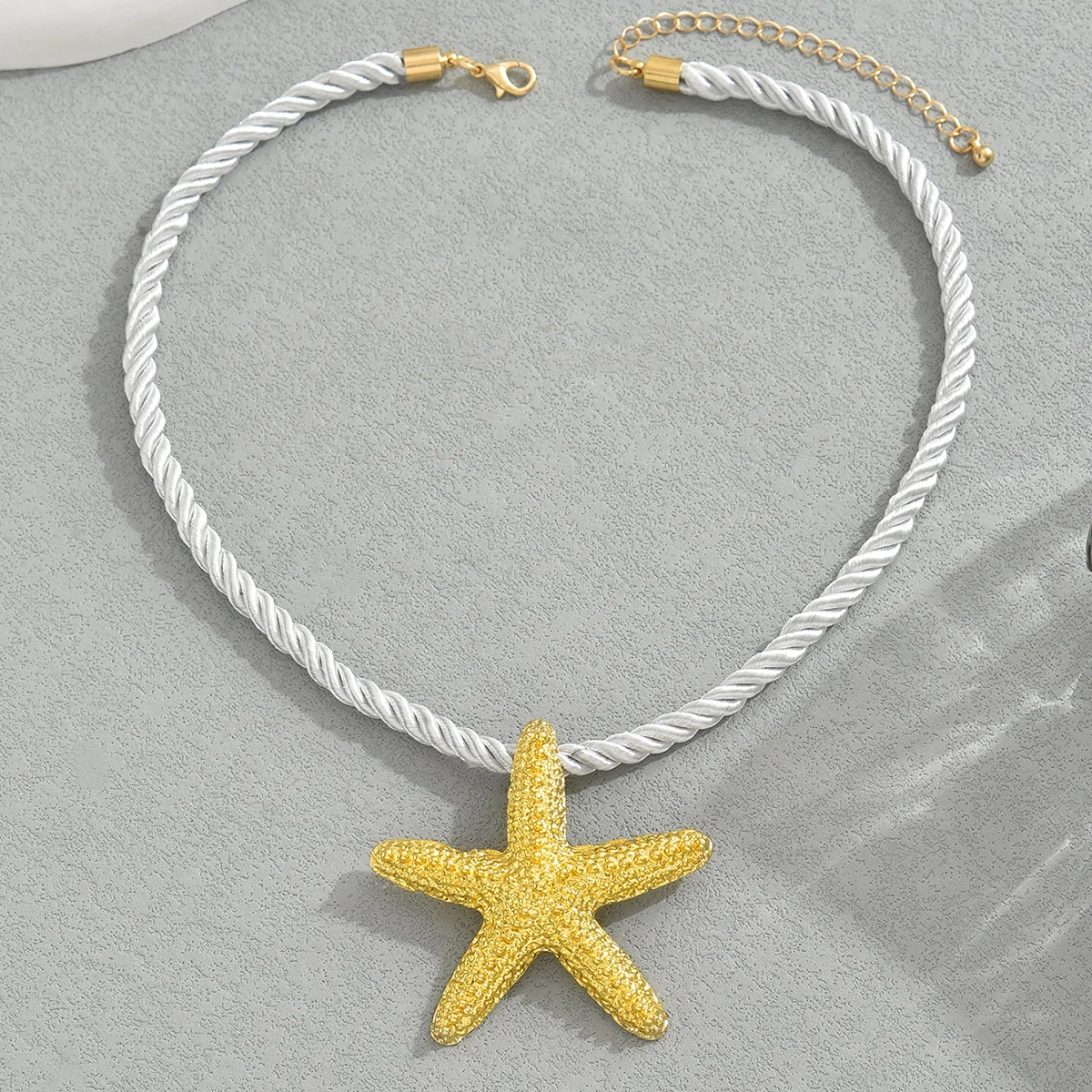Obega Shiny Big Starfish Pendant Rope Necklace For Women Exaggerate Gold Color Summer Holiday Necklace Simple Creative Jewelry image 3