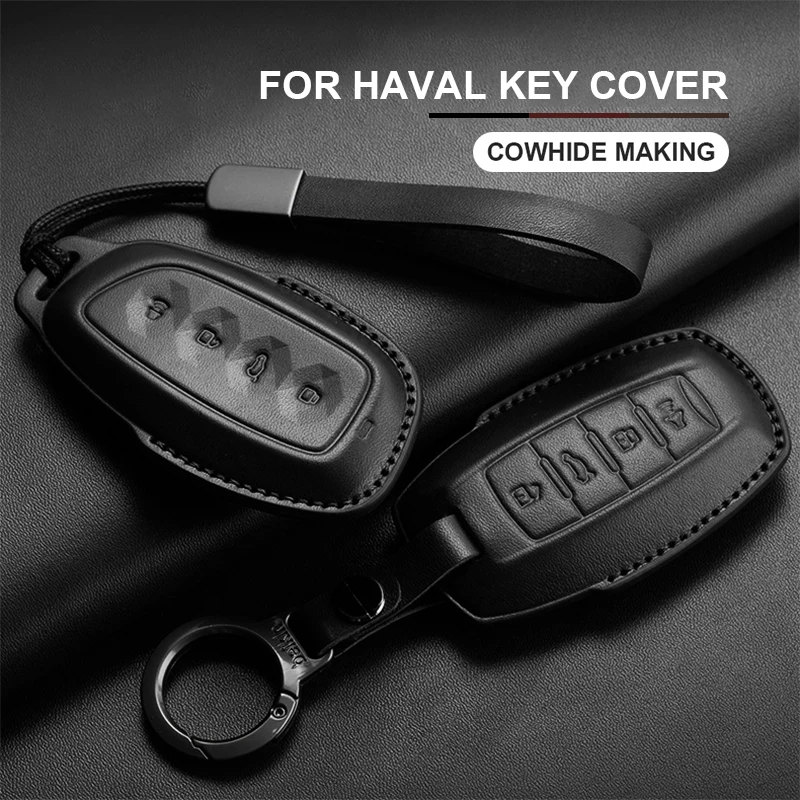 

Leather Car Key Case Cover For Great Wall Haval Jolion H6 H9 H2 H8 H3 M6 Cool Dog Plus Owl Dragon MAX F7 F7X F7H H2S Accessories