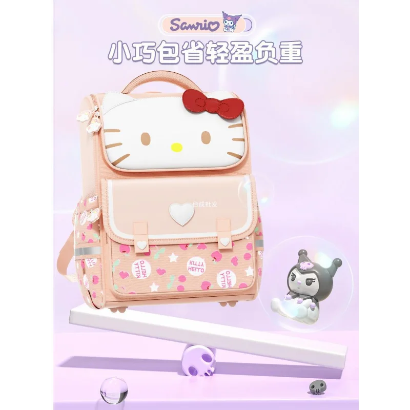 Школьный портфель Sanrio с героями мультфильмов и мелодией, новый вместительный рюкзак с рисунком каши и защитой, Приблизительный вес, рюкзак