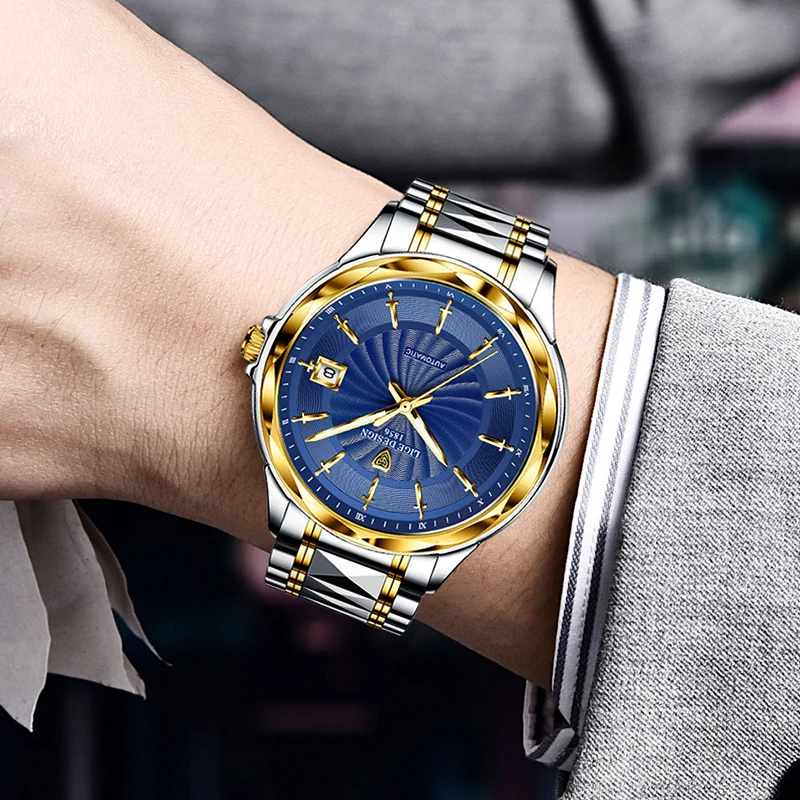 LIGE Top Brand Automatic Watches Men Fashion Luxury Mechanical Wristwatch Luminous Waterproof Steel Sports Mens Watch Gift Reloj