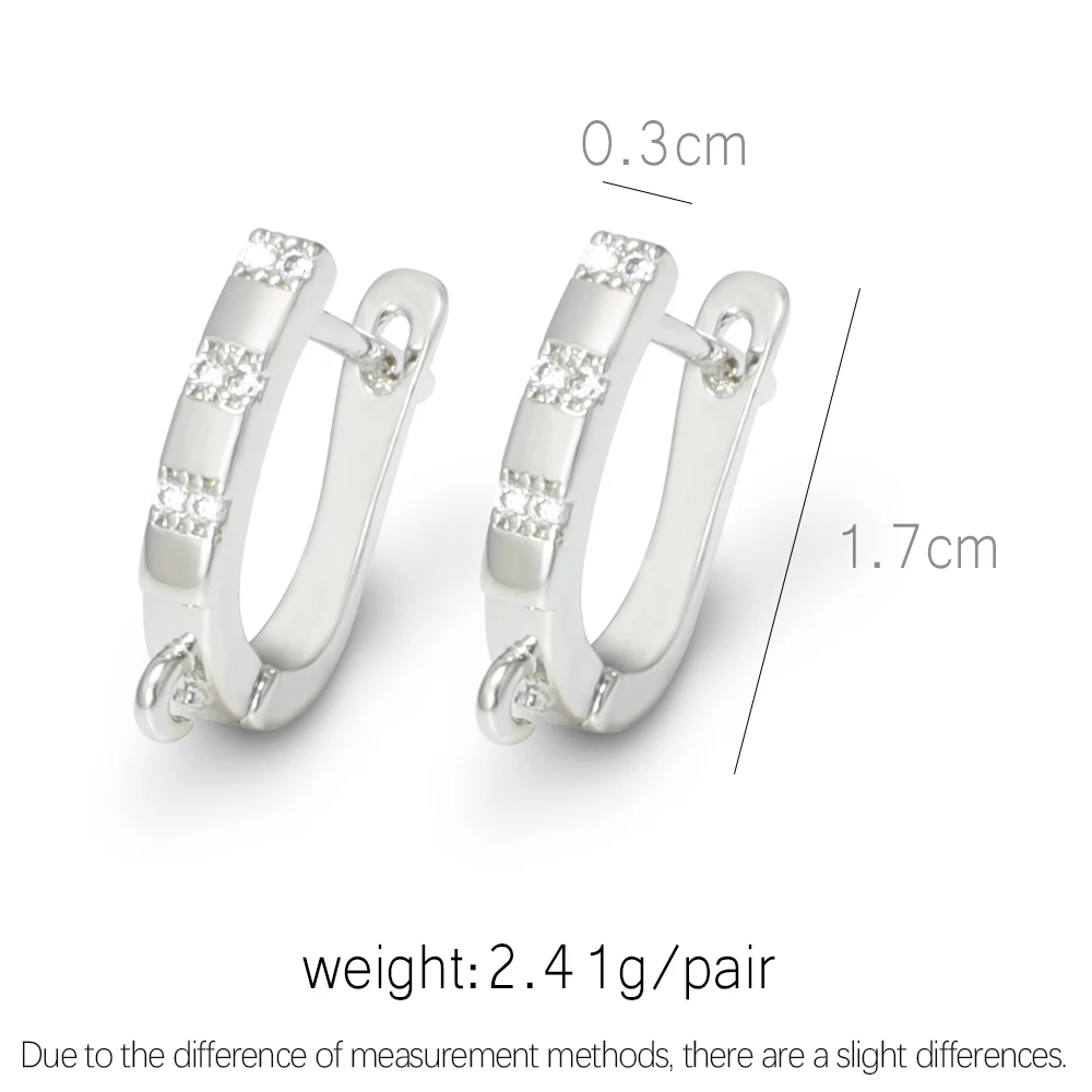 1 زوج أقراط خطاف نحاسي مع اكسسوارات الزركون DIY بها بنفسك مستلزمات صناعة المجوهرات هيبوالرجينيك 18K الذهب/الروديوم مطلي