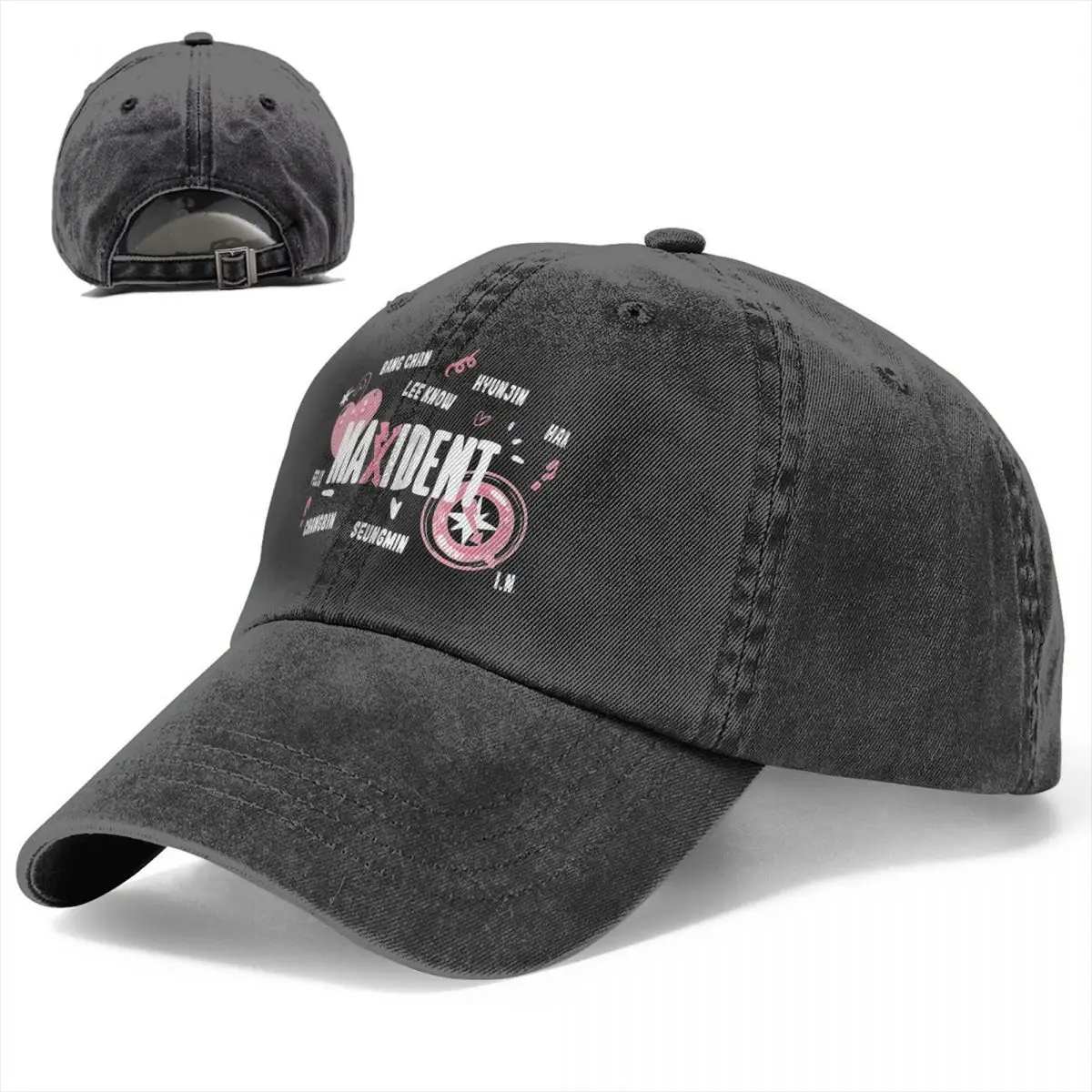 MAXIDENT SKZ Stray Kids Baseball Caps kpop korean pop Distressed Denim Washed Hats Cap Vintage Outdoor All Seasons Travel Hat