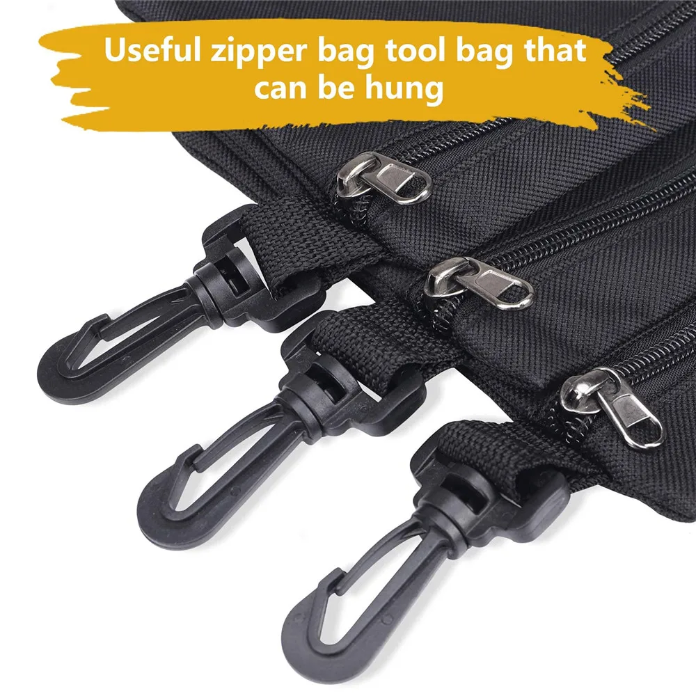 3 Pack Tool Bags Canvas Tool Pouch Zipper Bags Small Parts Tool Organizer Bag with Carabiner Mini Pouch For Men/Car/Motorcycle