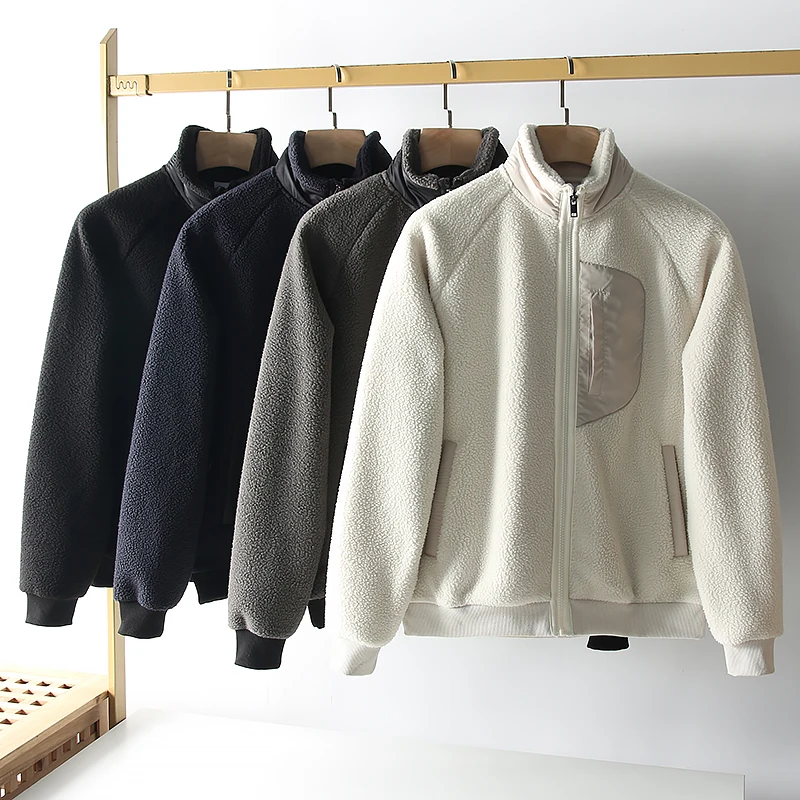 

Thiened Heat Energy Fce Lamb Velvet Jaet Верхняя одежда для мужчин Осень Зима Теплое длинное пальто Sli на молнии