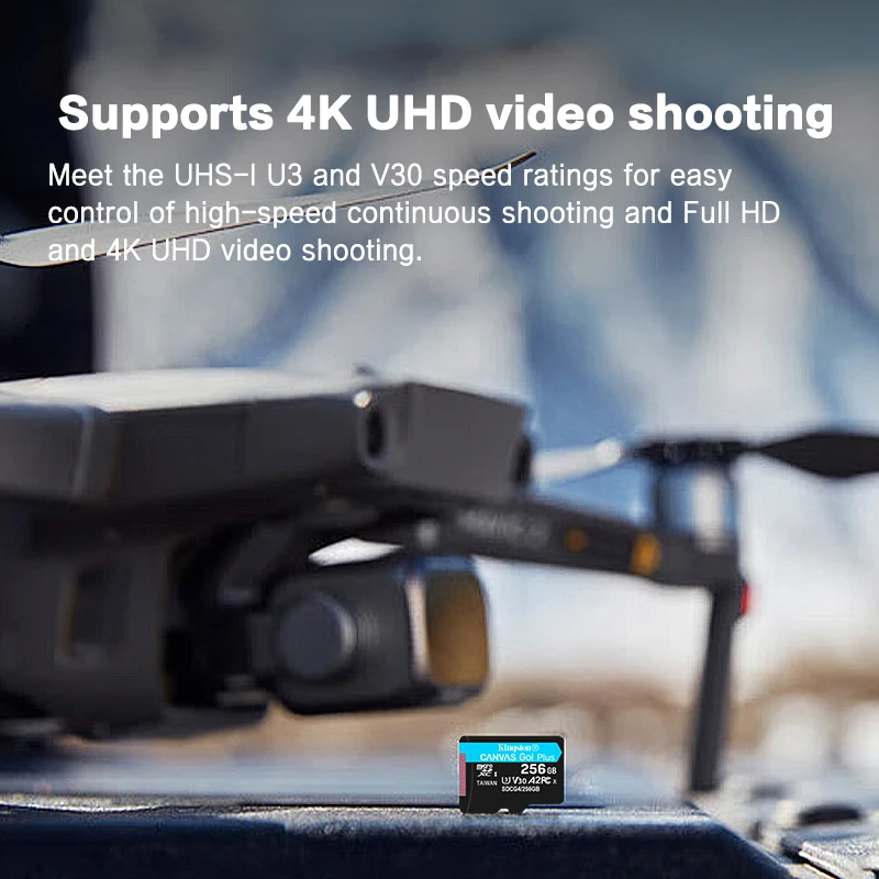 قماش كينغستون اذهب! بطاقة ذاكرة بلس مايكرو SD 64 جيجابايت 128 جيجابايت 256 جيجابايت 512 جيجابايت 1 تيرا بايت A2 V30 4K بطاقة ذاكرة بحد أقصى 200 ميجابايت/ثانية قراءة 160 ميجابايت/ثانية قم ببراءة فلاش TF