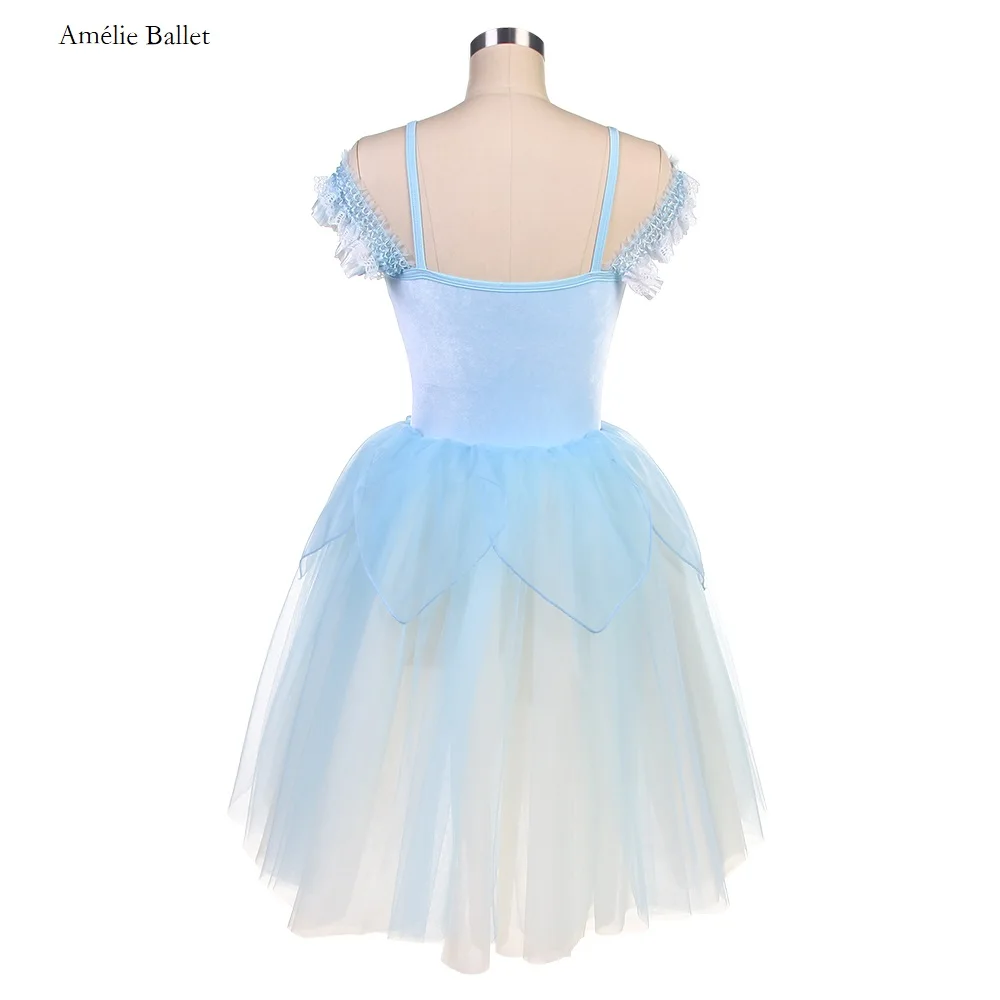 24023 Off Shoulder New Ballet Costumes Sky Blue Velvet Romantic Ballet Tutus Girls and Women Stage Performance Dance Skirts