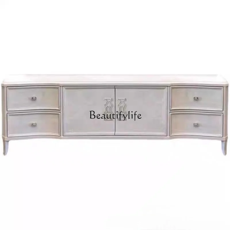 

American light luxury TV cabinet, modern simple living room solid wood video locker