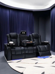 Villa Living Room Leather Sofa First Layer Cowhide Electric Multi-Functional Family Theater Sofa