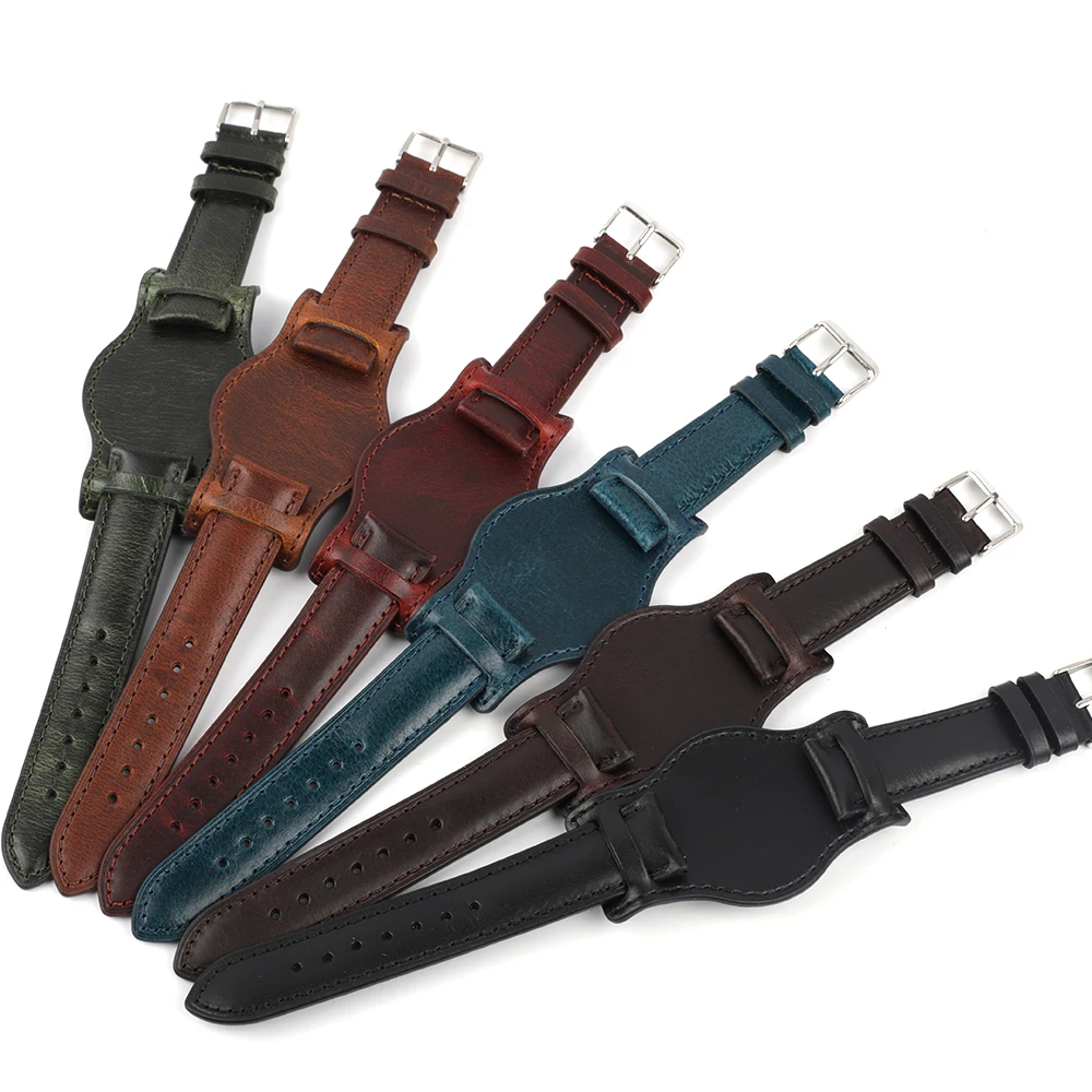 Soft Watch Strap Bund Watchband with Mat 18mm 19mm 20mm 21mm 22mm Waterproof Black Brown Coffee Sweatproof Wrist Bracelet Band