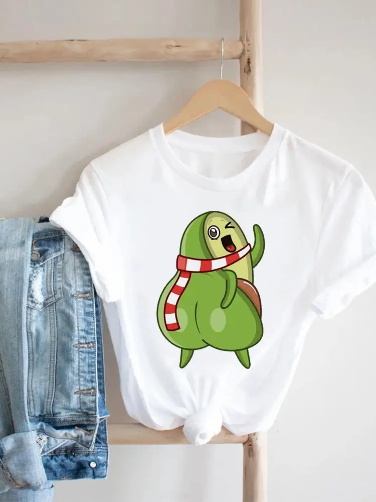 

Christmas Avocado Love 90s Graphic T Shirt Print T-shirt Top Women Fashion Clothing New Year Holiday Female Short Sleeve Tees