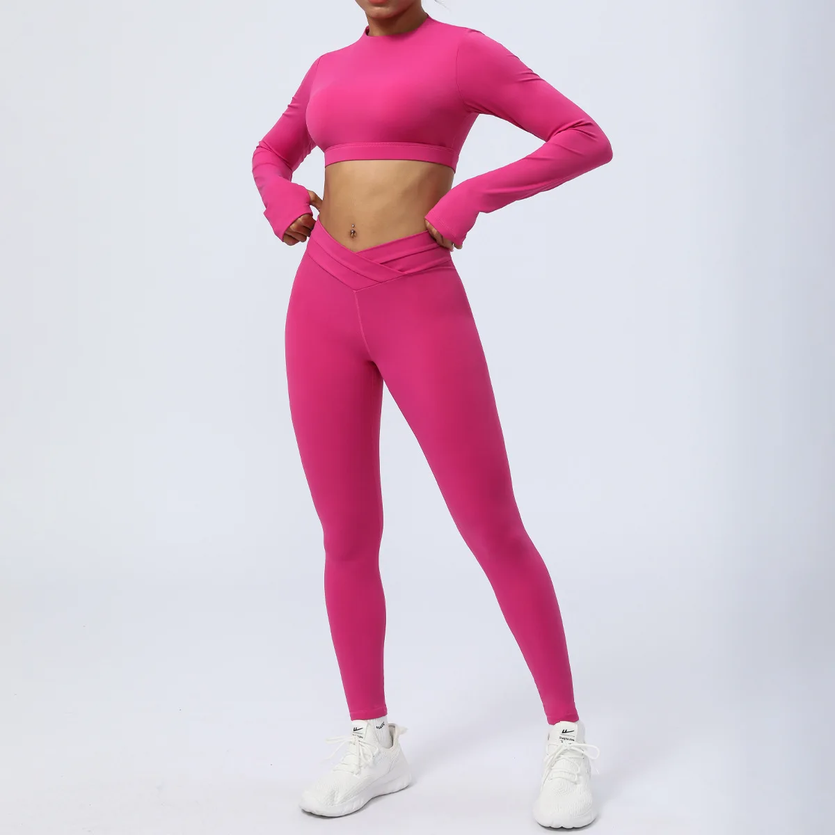 

Fitness Gym Running Yoga Set Sportswear Leggings and Shirts Open Back Built in Bra Crop Tops Seamless Butt Lifting Tight Outfits