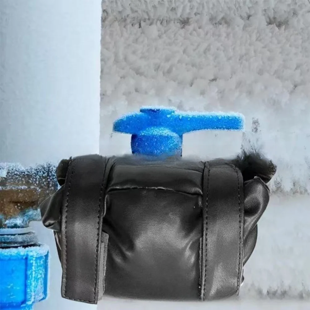 All-Season PU Leather Faucet Protector Cover with Enhanced Insulation to Prevent Freezing and Rust on Garden and Sink Faucets