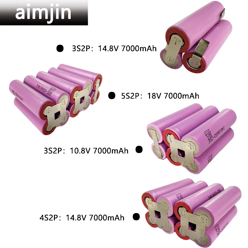 18650 7000mAh Perceuse électrique 3S1P 3S2P 4S1P 4S2P 5S2P , batterie au lithium aste 12.6V 16.8V 21V, tournevis électrique