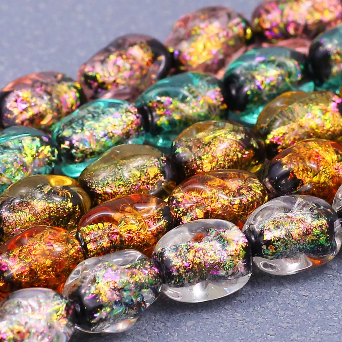 2Pcs/Lot 14*11MM Glaze Beads Colorful Black Background Whirlwind Spacer Loose Beads For Jewelry Bracelets Making DIY Accessories