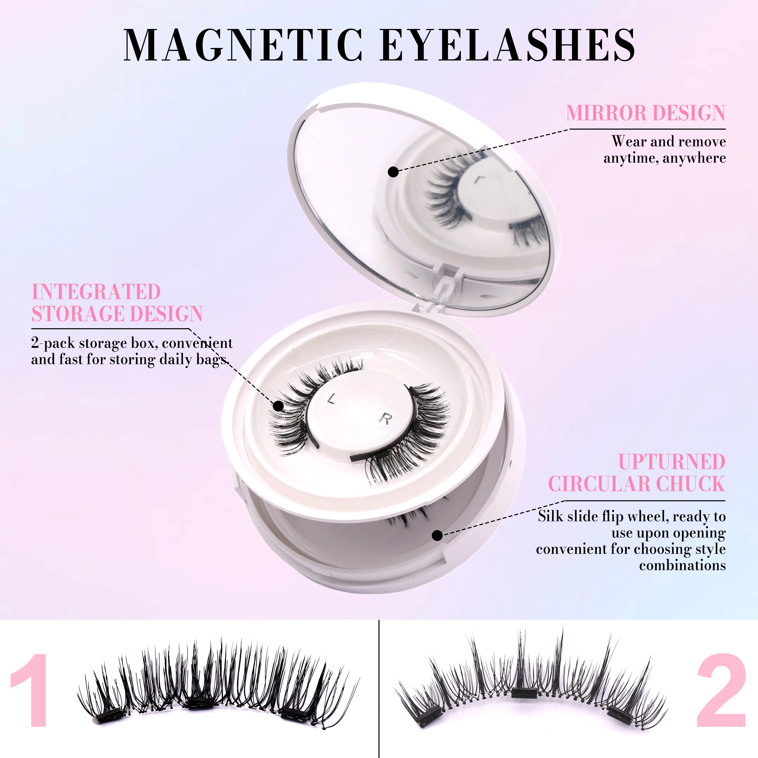 رموش مغناطيسية جديدة وشعبية، زوجان، تمديد الرموش بدون الحاجة للصمغ، أنماط مختلطة، سهلة التطبيق والإزالة، تغليف جديد